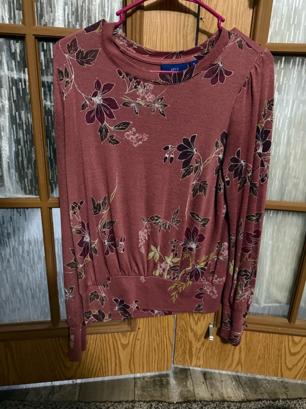 Apt. 9 Mauve Floral Long-Sleeve Pullover